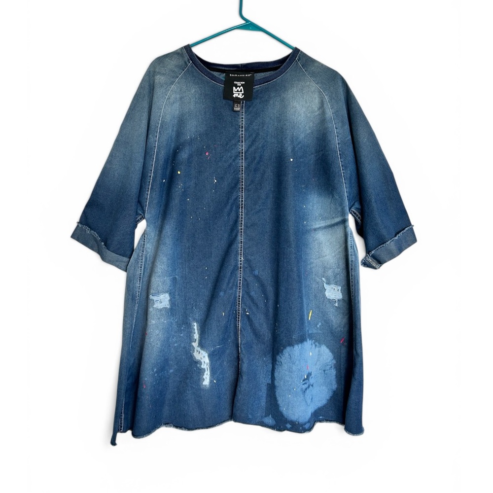 Sugarbird Collection for ME Blue Denim Chambray Dress Oversized Artsy Sz 10